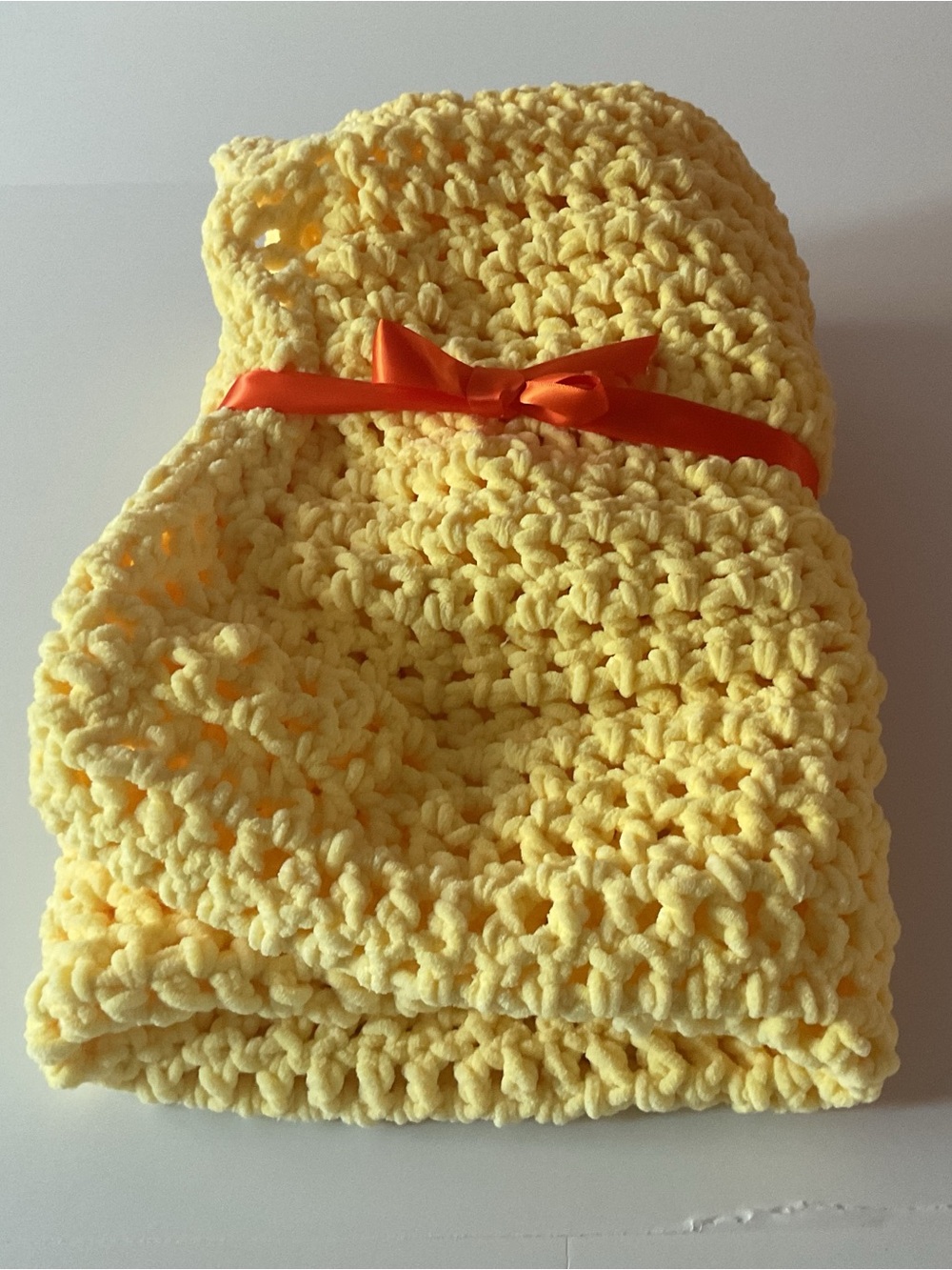 Hand made by seller, Soft Chunky Crochet Baby Blanket - Yellow